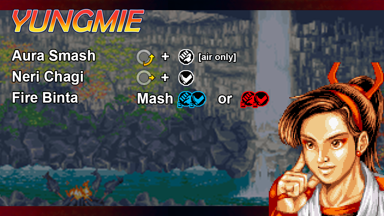 Liu Yungmie card showing his special move inputs.